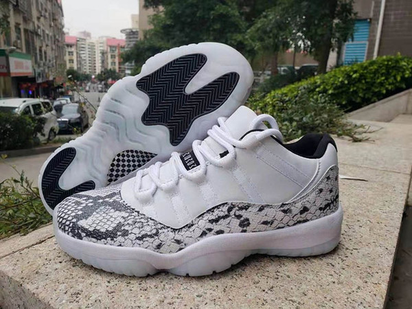 11 Snakeskin Men Designer Basketball Shoes Light Bone CD6846-002 Black White 11s Low Snakeskin Man Outdoor Casual Sports Shoes With box