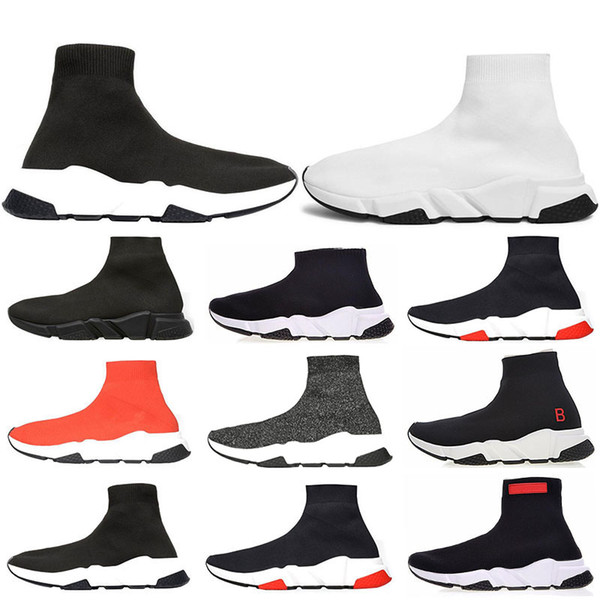 Paris Triple S Casual Shoes Fashion Brand Designer Sock Shoes Speed Trainer Black Red Triple Black Socks Sneakers