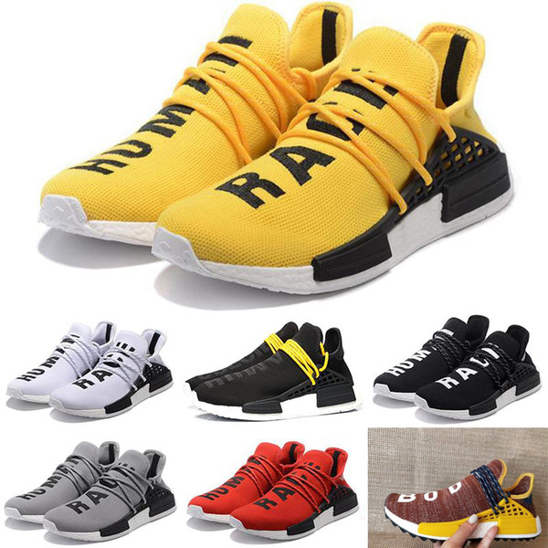 2018 Human Race Hu trail pharrell williams running shoes X Nerd black cream Holi mens trainers women designer sports runner sneakers 36-47