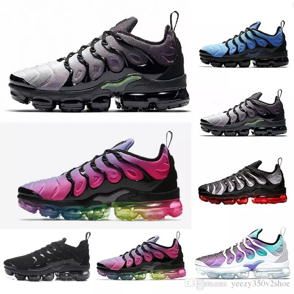 2019 TN Plus Mens women running shoes Pure platinum black bule orange red Game Royal Grape Volt Hyper trainers Sports Sneaker size 36-45