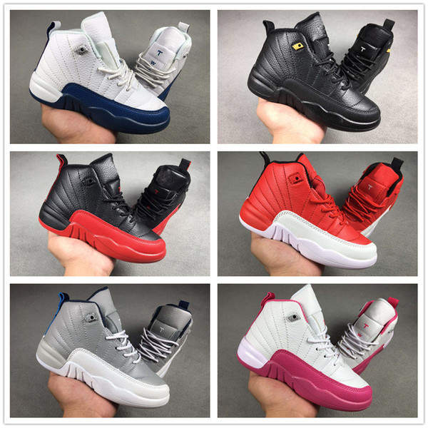 Kids 12 Shoes Children Basketball Shoes Boy Girl 12s OVO French Blue The Master Taxi Playoff Sports Shoes Toddlers Birthday Gift