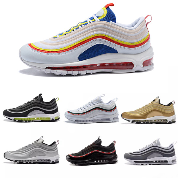 Hot New 97 OG QS Tripel White Black Metallic Gold Silver Bullet PRM WHITE 3M Premium mens Shoes for Men Women