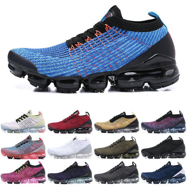 2019 Top Fly 3.0 Men Women Running Shoes Triple Black White Blue Knit Brand New 2s Jogging Sneakers Designer Sport Shoes 36-45