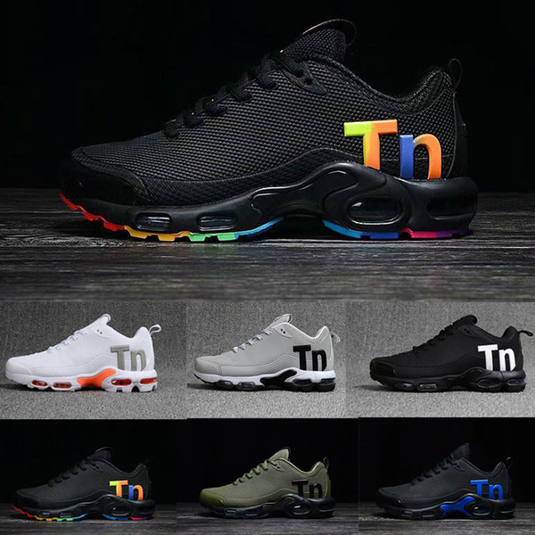 2019 New Mens Mercurial Plus Tn Ultra SE Black White Orange Desinger Running Shoes Women MenTrainers Sports Sneakers Size 40-46