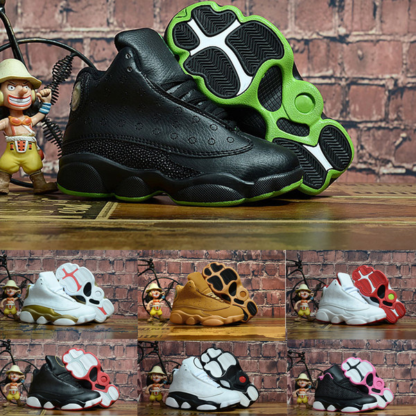 13s Children Kids Basketball shoes Wheat Hyper Royal Toddler Sneaker Olive Green Bordeaux Infant 13 trainers