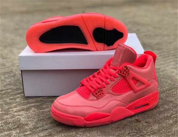 Newest Authentic 2018 4 NRG Hot Punch 4S IV Outdoor Shoes Sneakers For Men Hot Punch Red Black Volt AQ9128-600 Running Shoes With box