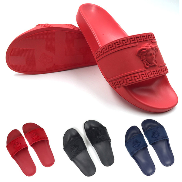 2019 Chain Reaction Summer Designer Flip Flop Women Slippers Red Slide Luxury Sandals Beach Outdoor Mens Casual Shoes Size 36-45