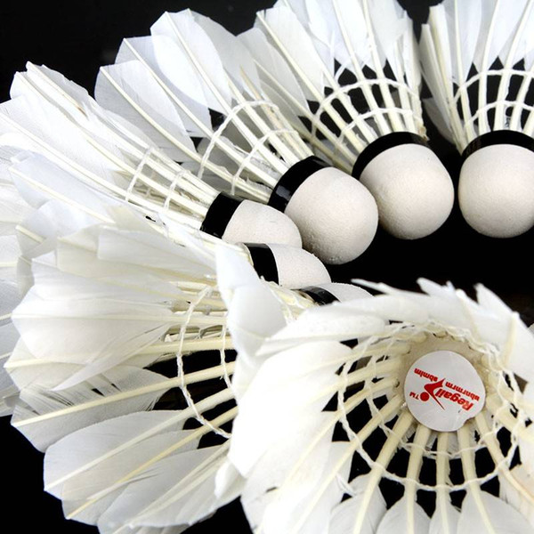 12Pcs Training White Teal Feather Badminton Shuttlecocks
