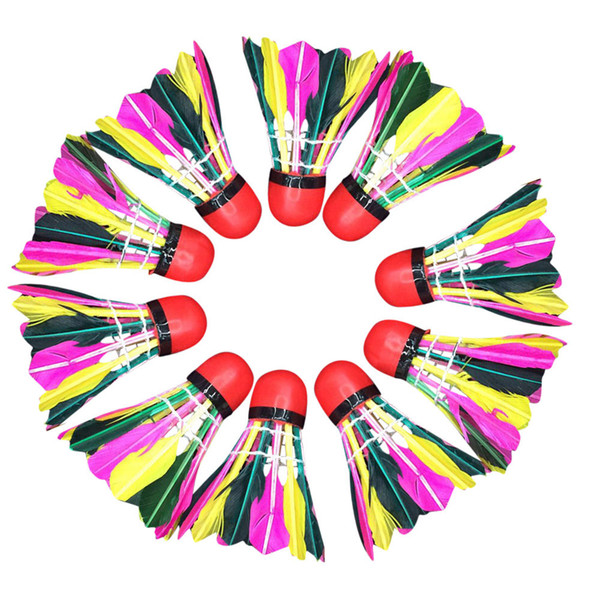 10 PCS Badminton Ball Game Sport Training Multicolour Duck Feather Shuttlecocks Outdoor Sports Badminton Accessories