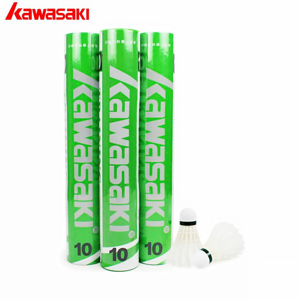 Wholesale- 2017 Genuine Kawasaki Durable Badminton Shuttlecock Training 10 Duck Feather Ball Cork