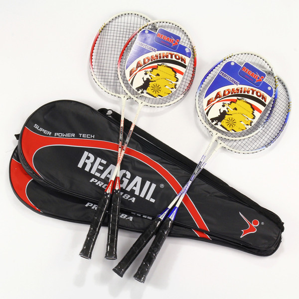 REAGAIL Badminton Rackets Racquet Sports Outdoor Leisure Game Team Trainning 2 Sets Blue Red