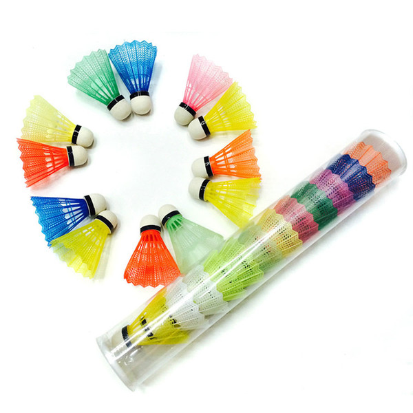 Pack of 12 (Shuttlecocks) Colorful Nylon Badminton Ball Training Fitness Accessories Outdoor Durable Sports Gym Plastic Balls