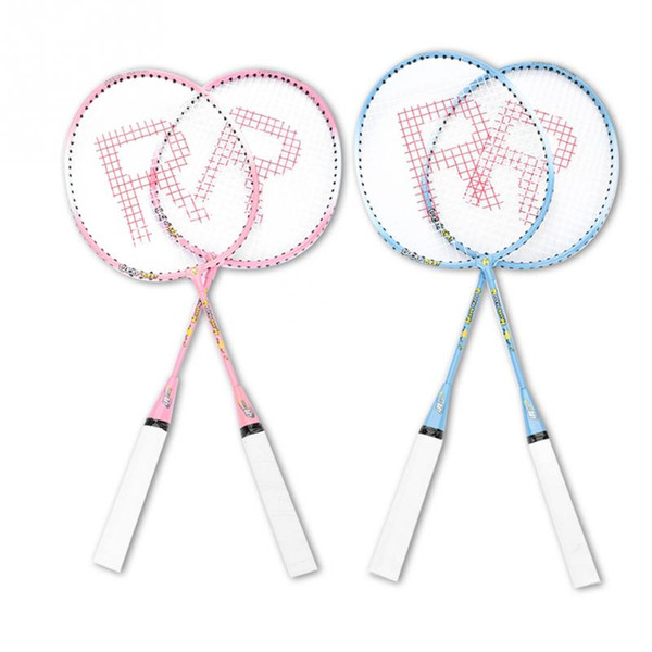 2Colors Kids Teenager Cartoon Badminton Racket Durable Ferroalloy Light-weight Badminton Racket Racquet for Training Practice