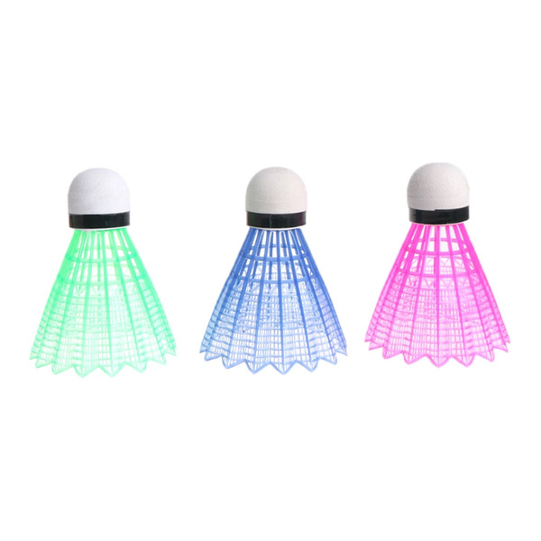 3pcs LED Glowing Light Up Plastic Badminton Shuttlecocks Colorful Lighting Balls W315