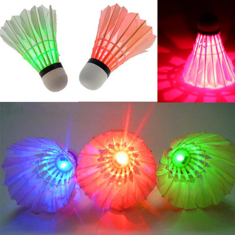 Brand New LED Badminton Shuttlecock Birdies Lighting Dark Night Glow LED Sports Light Flash Colors Red Blue Green Badminton Shuttlecocks