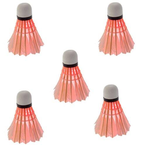 Wholesale- PROMOTION!Superior Practical Red 5*Dark Night LED Badminton Shuttlecock Birdies Lighting