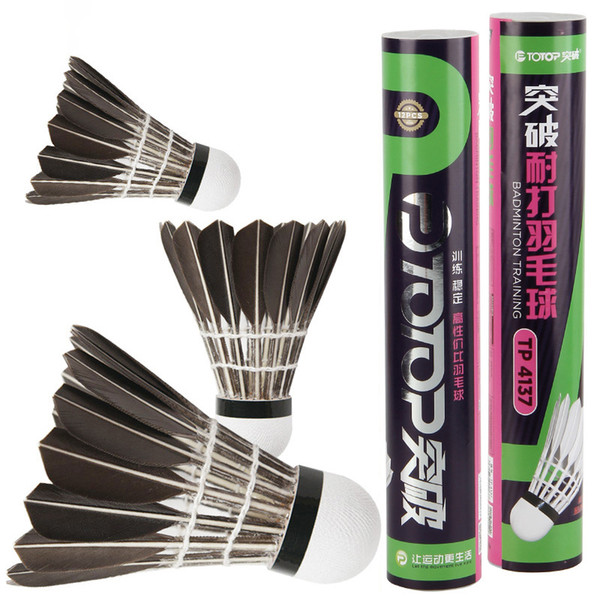 12pcs/barrel Badminton Shuttlecock Black Goose Board Feather Flying Stability Durable Shuttlecock Ball
