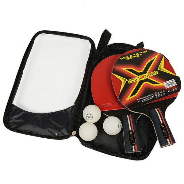 Table Tennis Rackets Set 7 Ply Wood Blade Double Face Pimples-in Rubber for Children Teenagers New Learners Training with Bag
