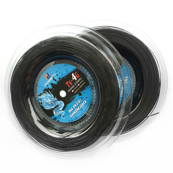1 Reel Powerti 1.30mm/1.25mm Tennis String 4G Polyester Training Racket String 200m Reel Gym Sport Outdoor Black String