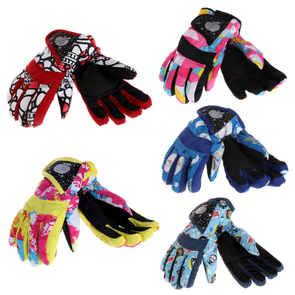 Soft warm Windproof Waterproof Skis Gloves as Winter Kids Children Snowboard Riding Accessory