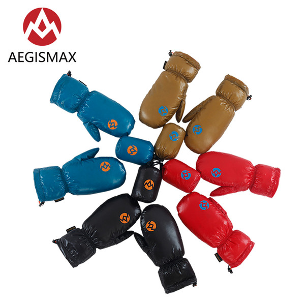 AEGISMAX Skiing Snowboard Cycling Hiking Camping 95% White Goose Down Nylon Unisex Winter Warm Full Fingers Mitten Gloves