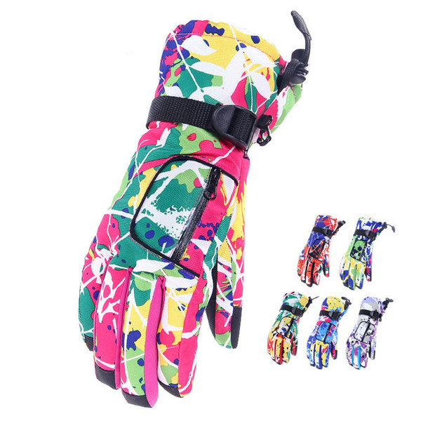 Winter Warm Ski Gloves Women Windproof Waterproof Cycling Ski Snow Snowmobile Motorcycle Snowboard Skiing Gloves With Pocket