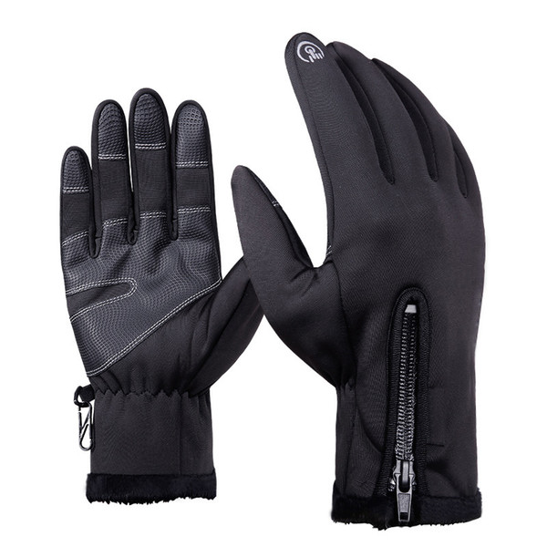 NEW 1 Pair outdoor -30 Degree Windproof Waterproof Unisex Touch Screen Gloves Sports Ski Riding Waterproof Zipper Gloves