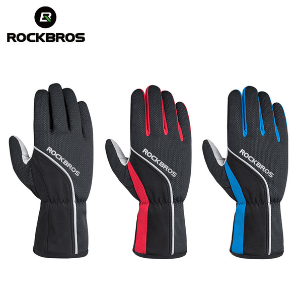 ROCKBROS Winter Skiing Gloves Full Finger Windproof Snowboard Anti-slip Glove Waterproof Ski Gloves Winter Cycling Hiking