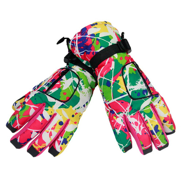 Women Men Skiing Gloves Hidden Pocket Waterproof Anti-slip Anti-lost Adjustable Warm Handwear Cycling Snowing Gloves