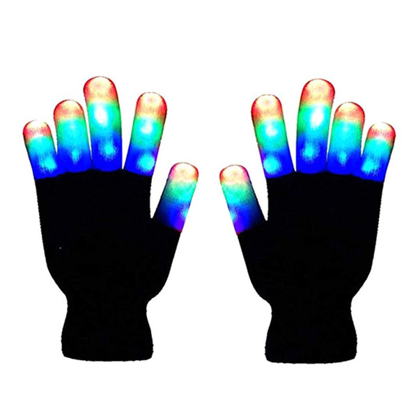 1 Pair LED Light Gloves Color Changing Luminous Flashing Halloween Stage Performance Costume Christmas Party Event Supply