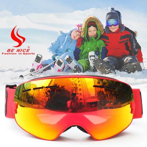 Benice Kids Snow Ski Goggles Glasses UV400 Anti-fog Safety Snowboarding Skiing Goggles for 4-15 Years Old Children Kids Boy Girl