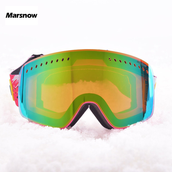 Marsnow Ski Goggles Men Women 2 Layer Lens UV400 Anti-fog Skiing Eyewear Snowboard Snow Goggles Skating Mask Ski Glasses Points