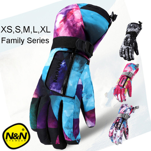 NANDN Winter Warm Snowboarding Ski Gloves men women Kids Snow Mittens Waterproof Skiing snowmobile Handschoemen Air+ XS S M L XL