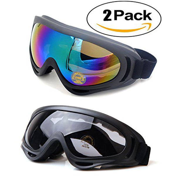 2pcs/lot Ski goggles Anti-fog Winter Adjustable ski goggles Snowboard Snow 100% Anti-UV Skate Glasses for Adult Kids