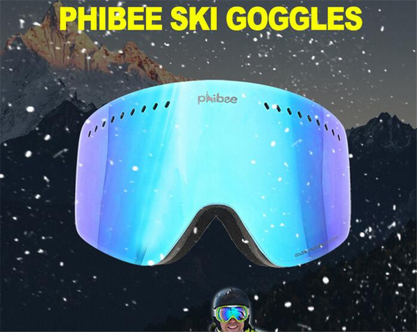 New 5 colors Snow Sports Protective Gear Child kids large spherical double anti-fogging ski goggles can be card myopic glasses