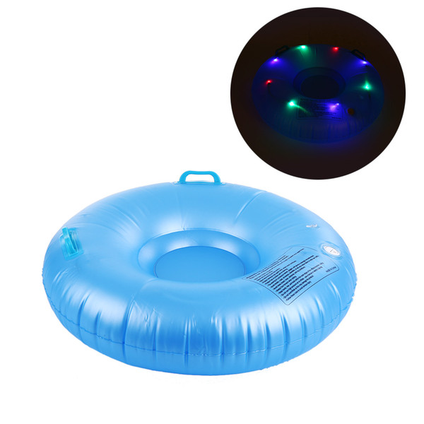 31.5 Inch Snow Tube LED Flash Single Rider Inflatable Snow Tube Sled Sledding Slider with 2 Grip Handles