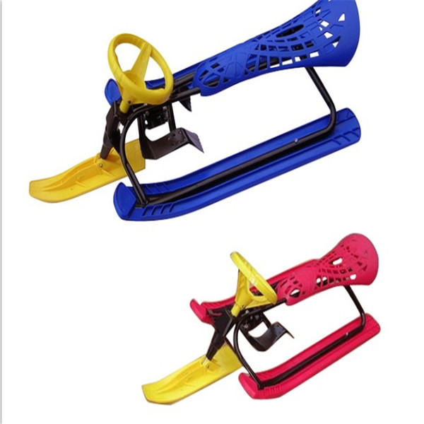 Wholesale- Children Adult Snow Slide Plate Sled with Steering Wheel Safe Foot Brake child sled Snow Sled Kar Kizak XQ05