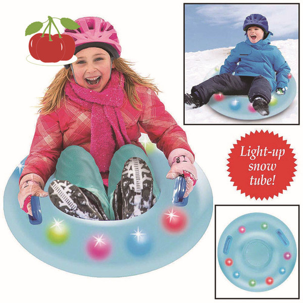 LED Illuminate Ski Circle with Handle Inflatable Flash Ski Circle of Snow Tube Skiing Thickened Size Snow Water