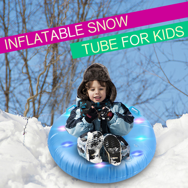 31.5 Inch LED Flash Rider Inflatable Snow Tube Skiing Snow Tube For Adults Kids Float Backpack Gift Sled Sledding Slider