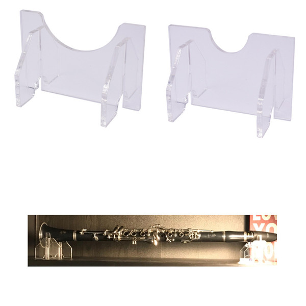 Horizontal Desk Display Stand Holder Rack for Flute Oboe Clarinet Sax Piccolo Wind Instrument (Clear)