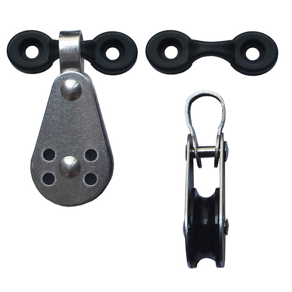 2 X 25mm Stainless Steel Pulley Block Kayak Anchor Trolley Kit Two Pad Eyes Free