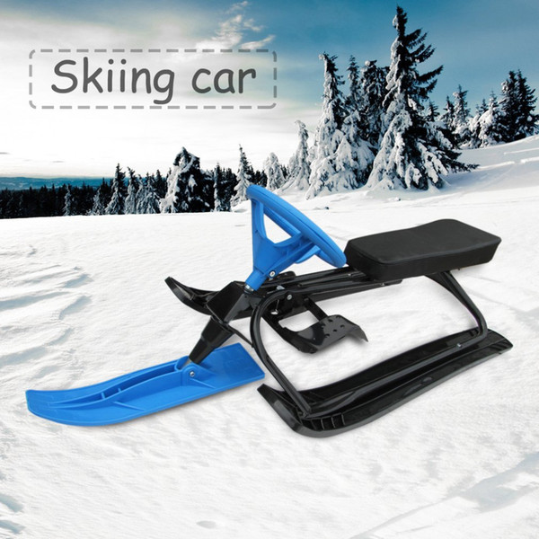 Household Snow Racer with Strong Safe Brake Snow Sled Snowmobile with Steering Wheel Ride On Grass Sand Scooter Red Blue