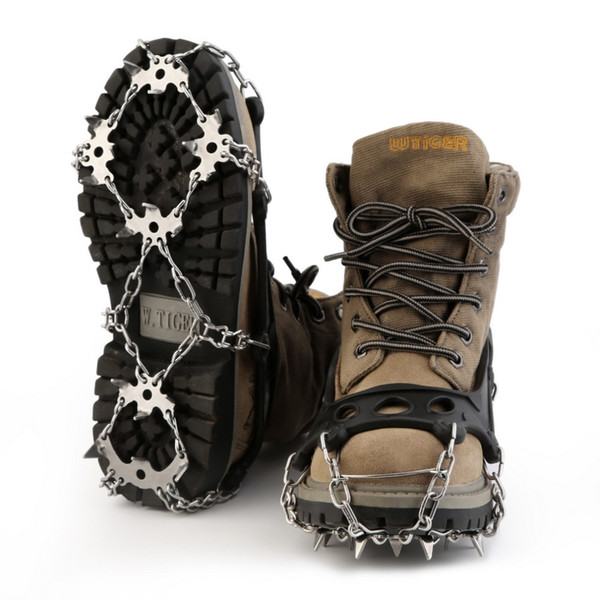 TPR Hiking Traction Cleats/Crampons For Snow And Ice 18-tooth Stainless Steel Shoes Chain Cleat Crampons wholesale