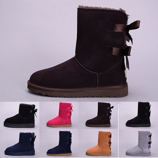 2019 New winter Australia Classic snow Boots good fashion WGG tall boots real leather Bailey Bowknot women bailey bow Knee Boots mens shoes