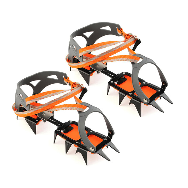 14Studs Anti-Skid Snow Ice Climbing Shoe Spikes Grips Crampons Cleats Overshoes Crampons Ski Belt High Altitude Hiking 14Crampon