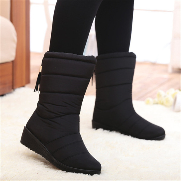 Winter Women Boot Mid-Calf Down Boots Female Waterproof Ladies Snow Boots Girls Winter Shoes Woman Plush Insole Boots