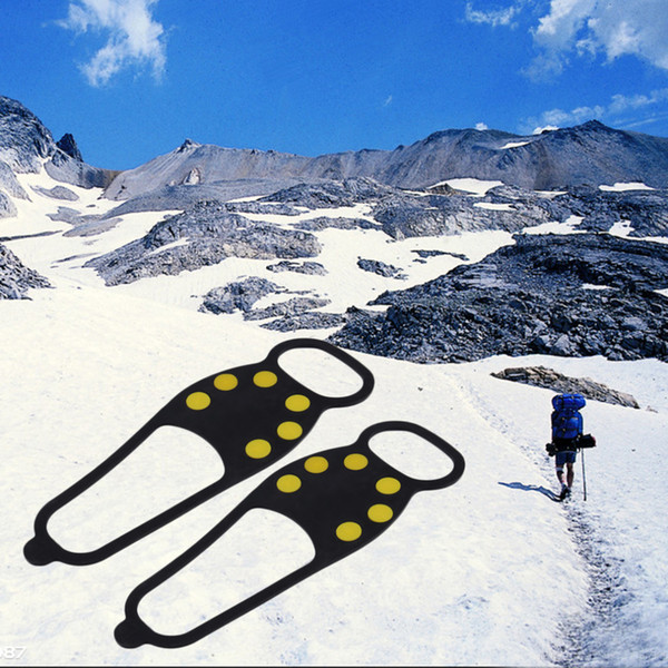 Durable Ice Snow Anti Skid Shoe Spikes Grips Crampons Hiking Fishing 6 nail crampons wholesale