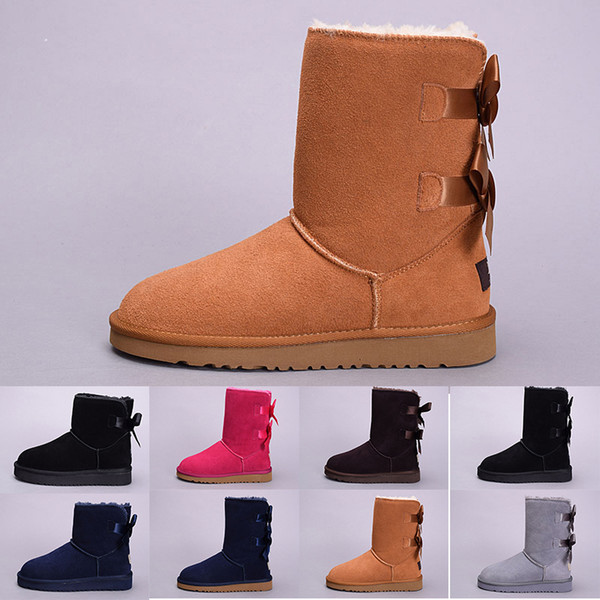 New winter Australia Classic snow Boots good fashion WGG tall boots real leather Bailey Bowknot women's bailey bow Knee Boots mens shoes