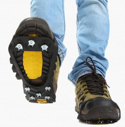 1 Pair Ice Gripper Outdoor 8-teeth Anti-Slip Snow Ice Gripper Mountain Climbing Hiking Practical Grip Spike Shoes Crampon wholesale