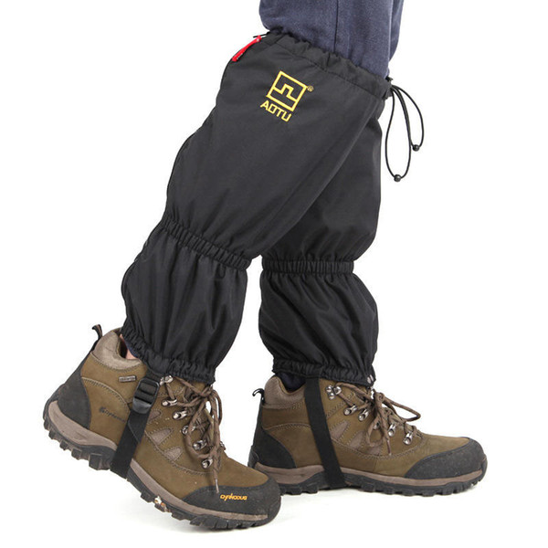 Waterproof Outdoor Hiking Climbing Snow Gaiters Snow Defence Shoe Cover One Size Ultra Thin Black Color With Fleece B037